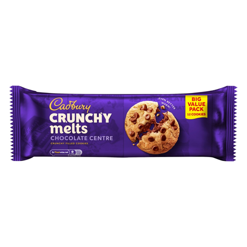 CADBURY CRUNCHY MELTS CHOCOLATE CENTRE CHOCOLATE COOKIES 312G