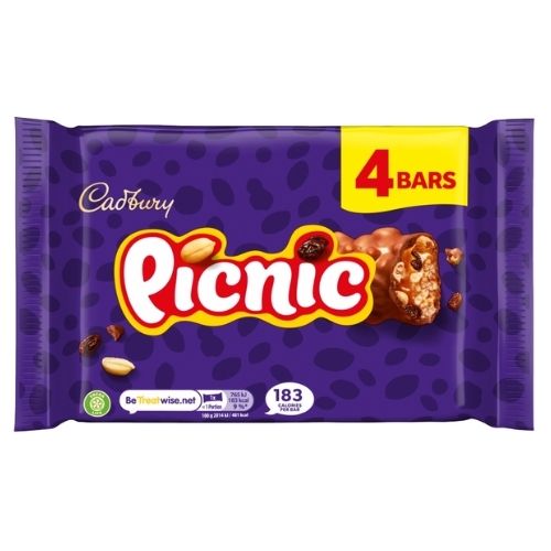 CADBURY PICNIC CHOCOLATE BAR 4PK 152G