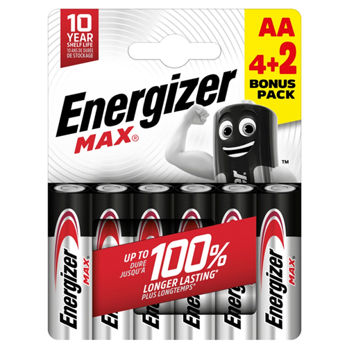 ENERGIZER MAX AA 4+2PACK 6PK