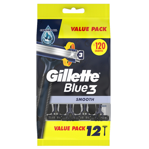 GILLETTE BLUE 3 DISPOSABLE RAZORS 12PK