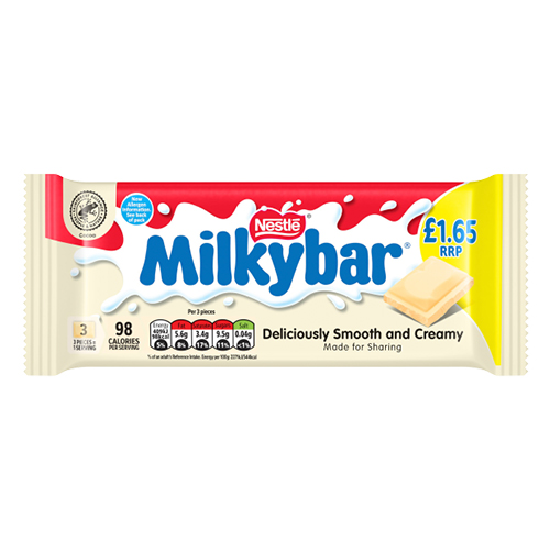 MILKYBAR WHITE CHOCOLATE BLOCK BAR PMP £1.65 90G
