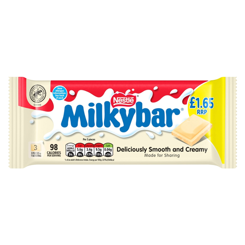 MILKYBAR WHITE CHOCOLATE BLOCK BAR PMP £1.65 90G