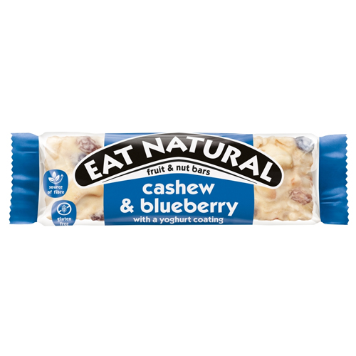 EAT NATURAL CASHEW & BLUEBERRY WITH A YOGHURT COATING FRUIT & NUT BARS 40G
