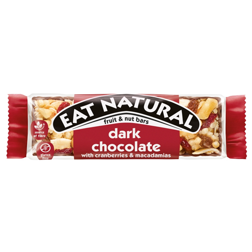 EAT NATURAL DARK CHOCOLATE WITH CRANBERRIES & MACADAMIAS FRUIT & NUT BARS 40G