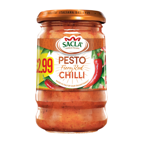 SACLA PESTO FIERY RED CHILLI PMP £2.99 190G