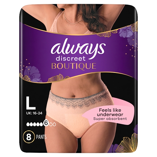 ALWAYS DISCREET BOUTIQUE PANTS PLUS LARGE 8PK