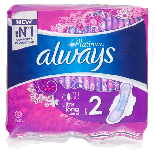 ALWAYS PLATINUM PADS LONG PLUS 10PK
