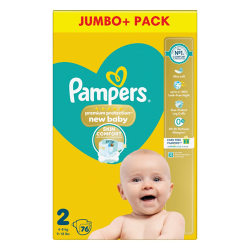 PAMPERS PREMIUM PROTECTION NEW BABY SIZE 2 JUMBO 76PK