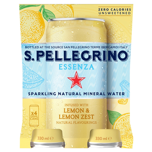 SAN PELLEGRINO SPARKLING LEMON & LEMON ZEST CAN 4PK 330ML