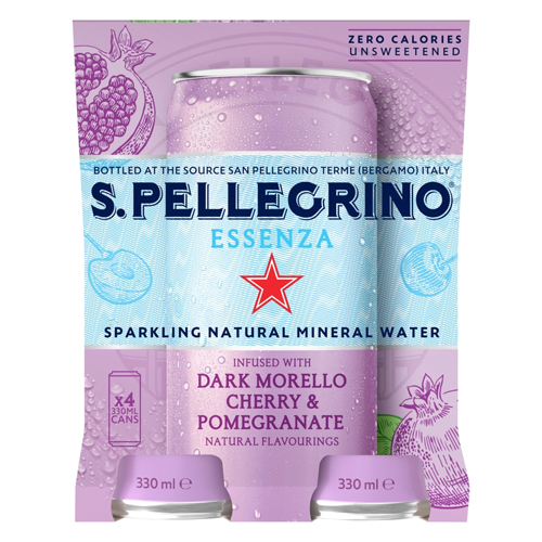 SAN PELLEGRINO SPARKLING CHERRY & POMEGRANATE CAN 4PK 330ML