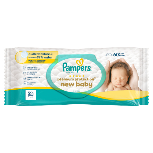 PAMPERS TOTAL CARE AQUA BABY WIPES 60S