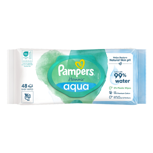 PAMPERS HARMONIE AQUA BABY WIPES 48S