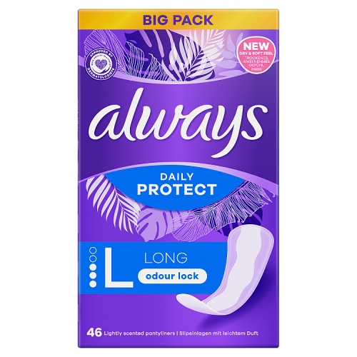 ALWAYS DAILIES LINERS LONG UNSCENTED 46S