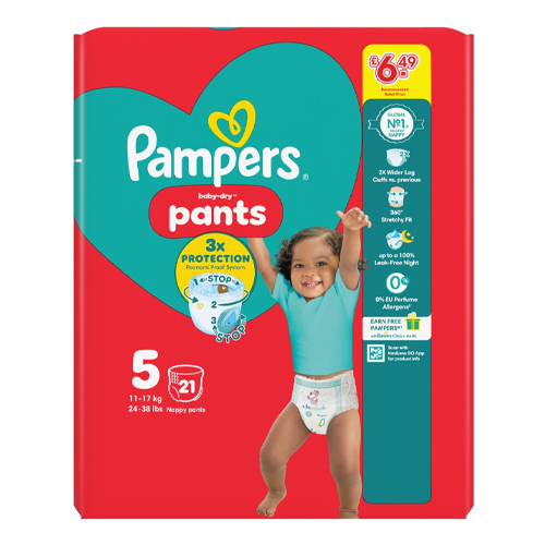 PAMPERS BABY DRY PANTS SIZE 5 CARRY PACK PMP £6.49 21S