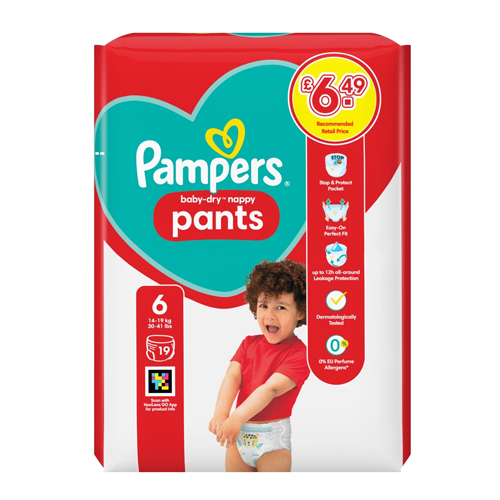 PAMPERS BABY DRY PANTS SIZE 6 CARRY PACK PMP £6.49 19S