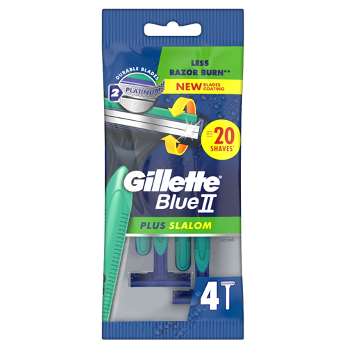 GILLETTE BLUE II PLUS SLALOM DISPOSABLE RAZOR 120X4PK