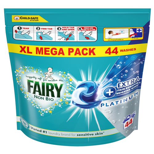 FAIRY PLATINUM + STAIN REMOVER NON BIO PODS 44W