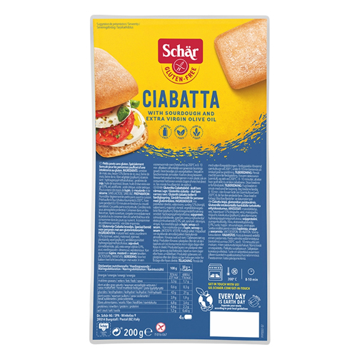 SCHAR WHITE CIABATTA ROLLS GLUTEN FREE 200G