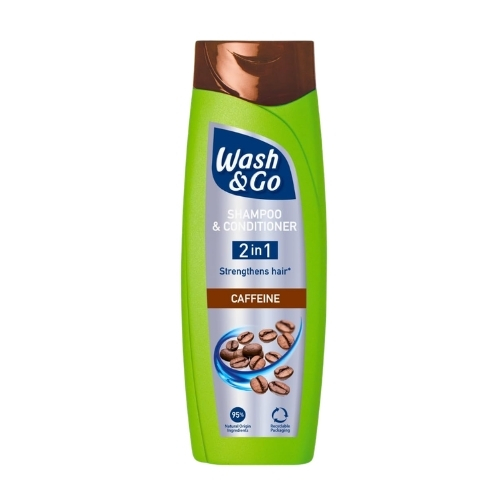 WASH & GO 2 IN1 CAFFEINE SHAMPOO AND CONDITIONER 9 X 180ML