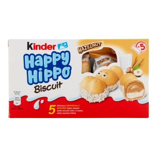 KINDER HAPPY HIPPO HAZELNUT CREAM BISCUIT 5PK 103G