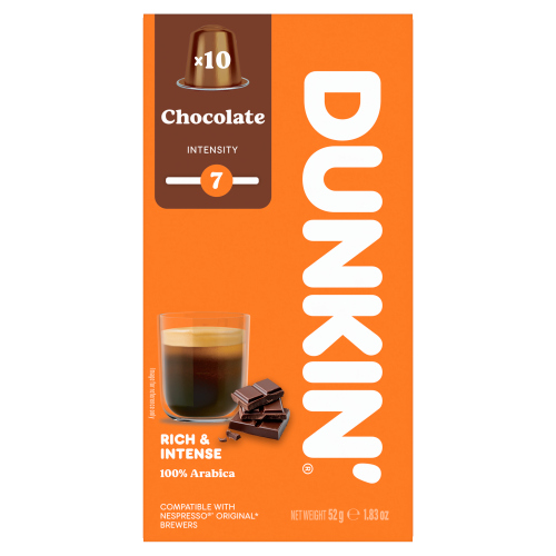 DUNKIN CHOCOLATE NESPRESSO COMPATIBLE RICH & INTENSE COFFEE PODS 10S