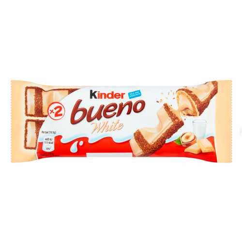 KINDER BUENO WHITE MILK AND HAZELNUTS 39G
