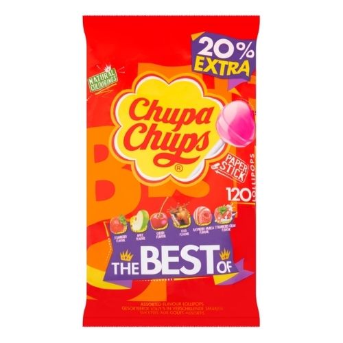 CHUPA CHUPS BEST OF REFILL BAGS 20% EXTRA FREE 120PK