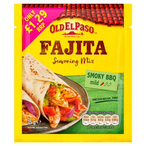 OLD EL PASO SMOKY BBQ FAJITA SEASONING MIX £1.29 35G