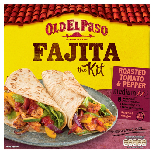 OLD EL PASO TOMATO & PEPPER FAJITA KIT 500G
