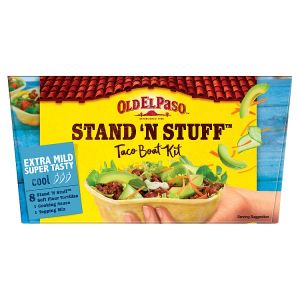 OLD EL PASO STAND 'N' STUFF EXTRA MILD SUPER TASTY TACO BOAT KIT 329G