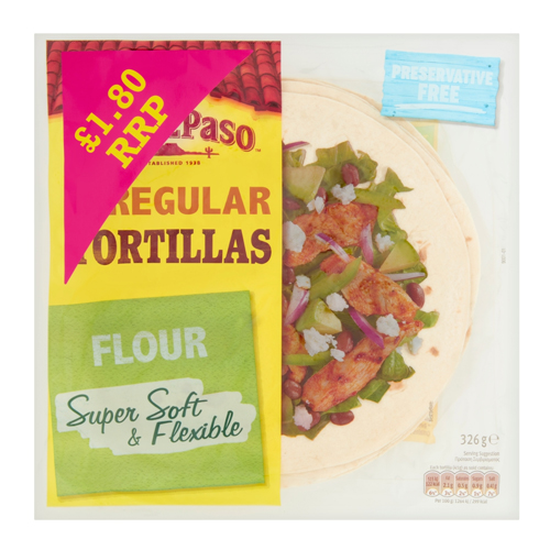 OLD EL PASO TORTILLA FLOUR PMP £1.80 326G