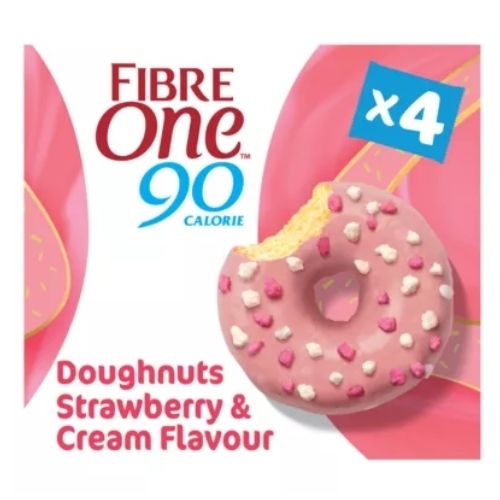 FIBRE ONE 90 CALORIE DOUGHNUTS STRAWBERRY & CREAM FLAVOUR 92G