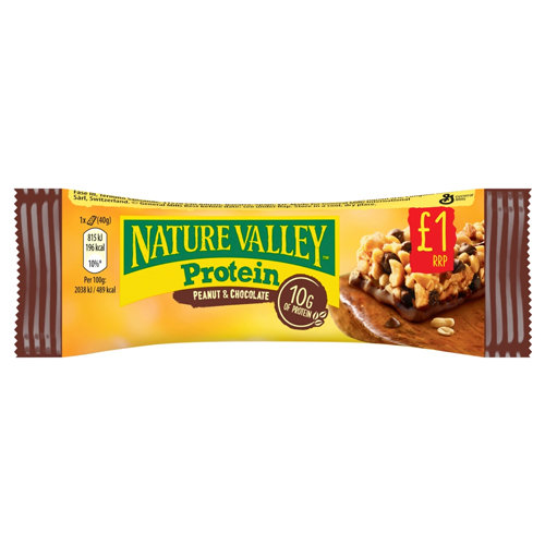 NATURE VALLEY PROTEIN PEANUT & CHOCOLATE BAR PMP £1.00 40G