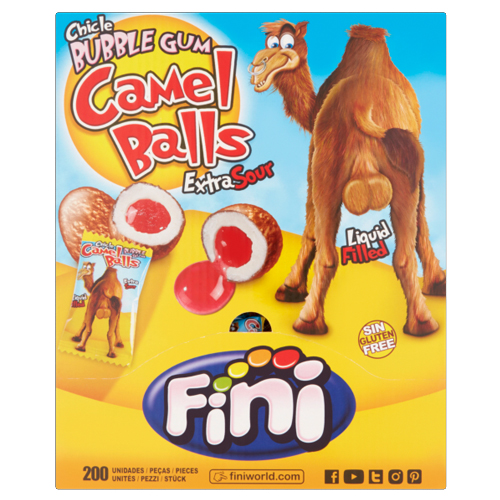 FINI 200 CHICLE BUBBLE GUM CAMEL BALLS EXTRA SOUR 5G