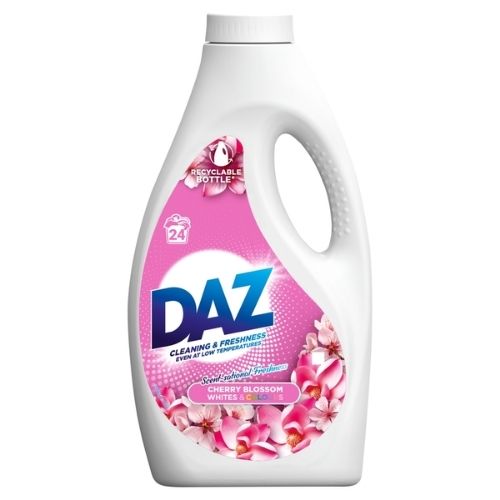 DAZ LIQUID LAUNDRY DETERGENT WHITES & COLOURS 24 W CHERRY BLOSSOM 792ML