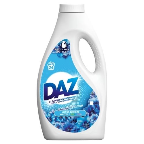 DAZ LIQUID LAUNDRY DETERGENT WHITES & COLOURS 24 WLOTUS BREEZE 792ML