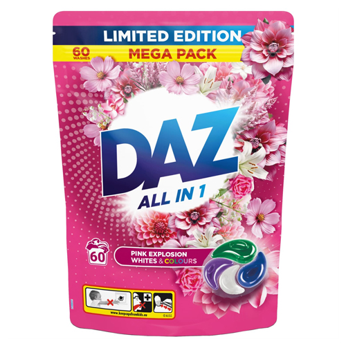 DAZ ALL-IN-1 LAUNDRY PODS PINK EXPLOSION LIMITED EDITION 60W