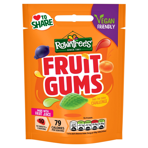 ROWNTREE'S FRUIT GUMS VEGAN SHARING BAG 150G