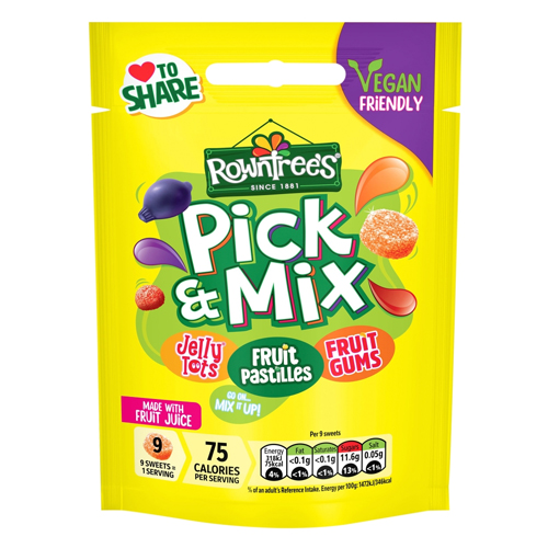 ROWNTREE'S PICK & MIX VEGAN FRIENDLY SWEETS SHARING BAG 150G