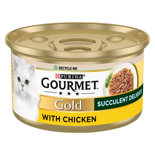 GOURMET GOLD SUCCULENT DELIGHTS CHICKEN WET CAT FOOD 85G