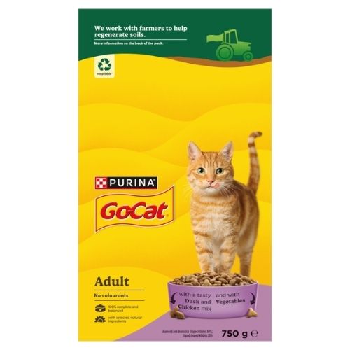 GO-CAT CHICKEN & DUCK DRY CAT FOOD PMP £2.99 750G