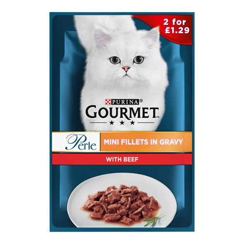 GOURMET PERLE MINI FILLET IN GRAVY CHICKEN 2 FOR PMP £1.29 85G