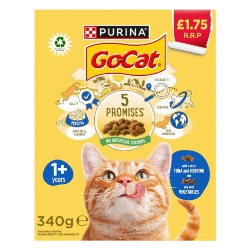 GO-CAT TUNA & HERRING WITH VEGETABLES PMP £1.75 340G