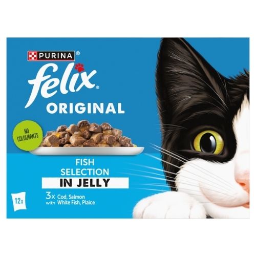 FELIX ORIGINAL CHUNKS IN JELLY MIXED VARIETY FISH SELECTION 12PK 85G