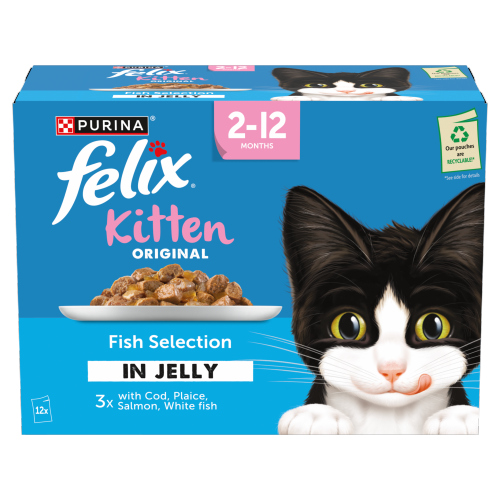 FELIX KITTEN FOOD MIXED FISH SELECTION IN JELLY 12PK 85G