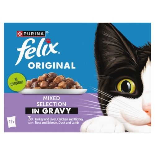 FELIX ORIGINAL MIXED SELECTION IN GRAVY WET CAT FOOD 12PK 85G