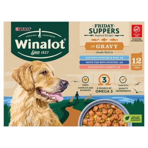 WINALOT FRIDAY SUPPERS MIXED IN GRAVY WET DOG FOOD 12PK 100G