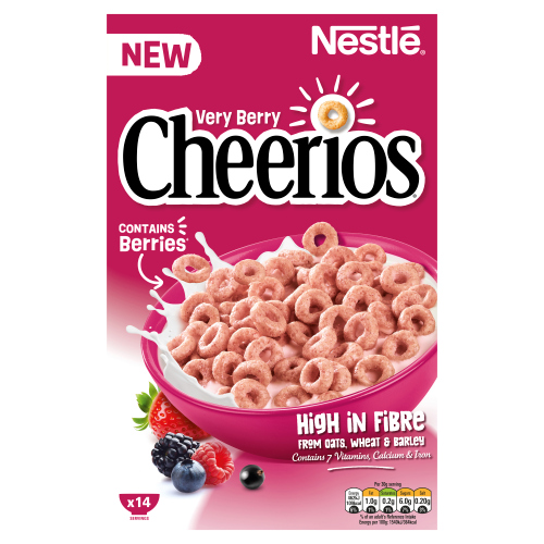 CHEERIOS VERY BERRY MULTIGRAIN HOOP BREAKFAST CEREAL 435G