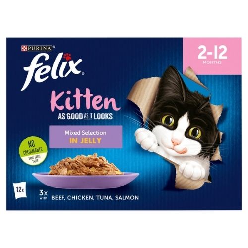 FELIX AGAIL KITTEN MIXED IN JELLY WET CAT FOOD 12PK 85G