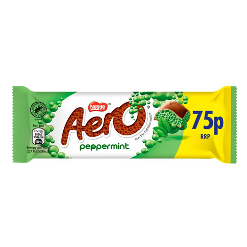 AERO BUBBLY PEPPERMINT CHOCOLATE BAR PMP 75P 36G